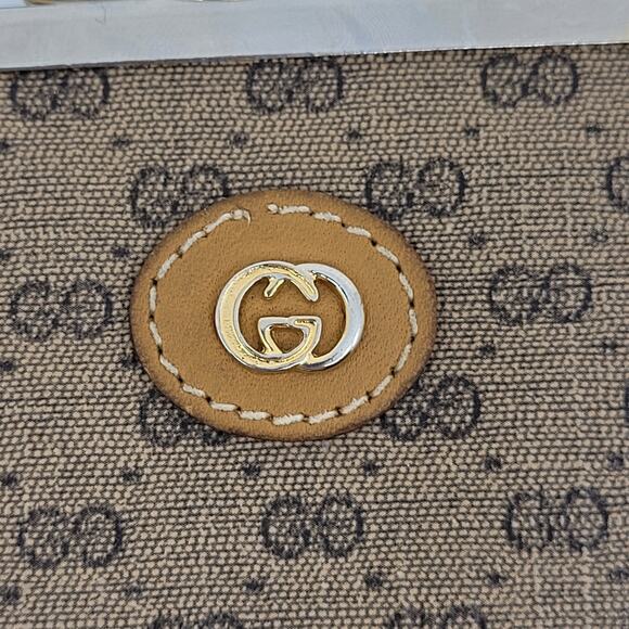 Gucci Coin Purse Vintage Kiss Clasp GG Brown Double Compartments Small - Picture 2 of 15